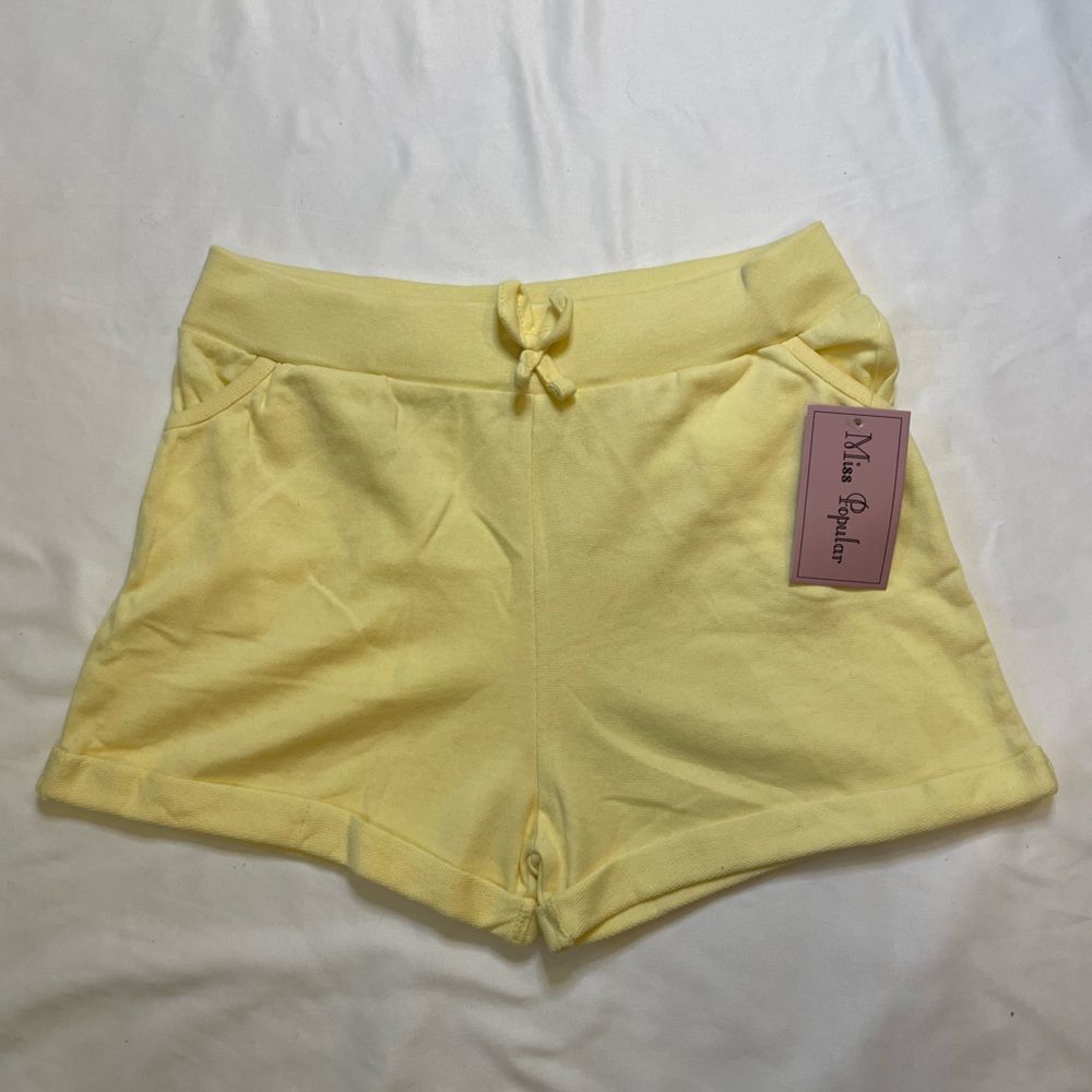 NWT Girls Miss Popular size 10/12 yellow sweat shorts